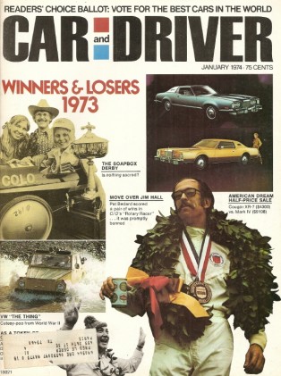 CAR & DRIVER 1974 JAN - SCHECKTER, COSWORTH VEGA